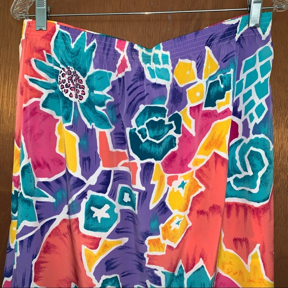 Women’s L 14-16 SG SPORT 2-PC Long AQUA Blazer & Bright MULTI Pull On Skirt Set - Picture 10 of 16